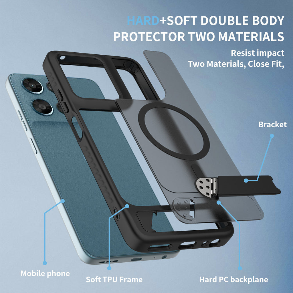Magnetic 2-in-1 Phone Case with Kickstand for Motorola Moto Series, Anti-Slip Anti-Fingerprint Silicone Protective Cover