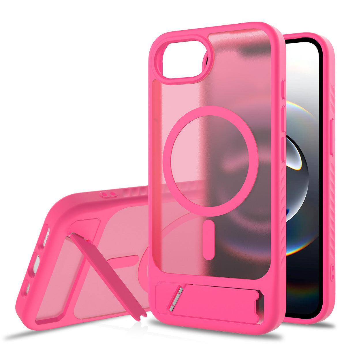 Sanfeng Magnetic Phone Case with Invisible Stand for iPhone 16 15 14 13 12 Pro Max, Frosted TPU Anti-Drop Protective Cover