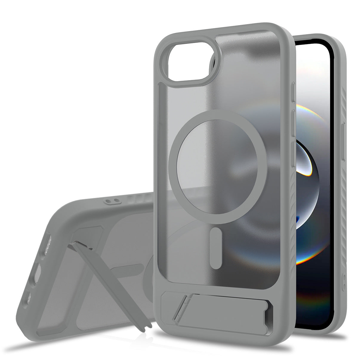 Sanfeng Magnetic Phone Case with Invisible Stand for iPhone 16 15 14 13 12 Pro Max, Frosted TPU Anti-Drop Protective Cover