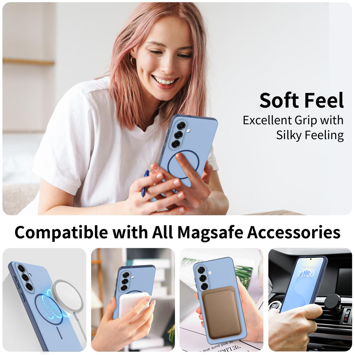 Skin-Feel Magnetic Protective Case for Samsung Galaxy S25 Ultra, S25 Plus, S24 Series - Slim TPU Anti-Fall & Anti-Fingerprint Phone Cover