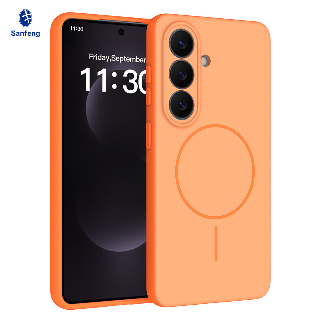 Matte Magnetic Phone Case Compatible with Samsung Galaxy S26 / S26 Plus / S25, TPU Protective Cover with Lanyard Hole & Anti-Fingerprint Finish - Light Brown