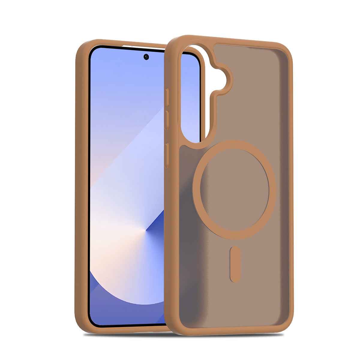 Matte Magnetic TPU Phone Case for Samsung Galaxy S25 FE, 2-in-1 Shockproof Protective Soft Cover - Brown