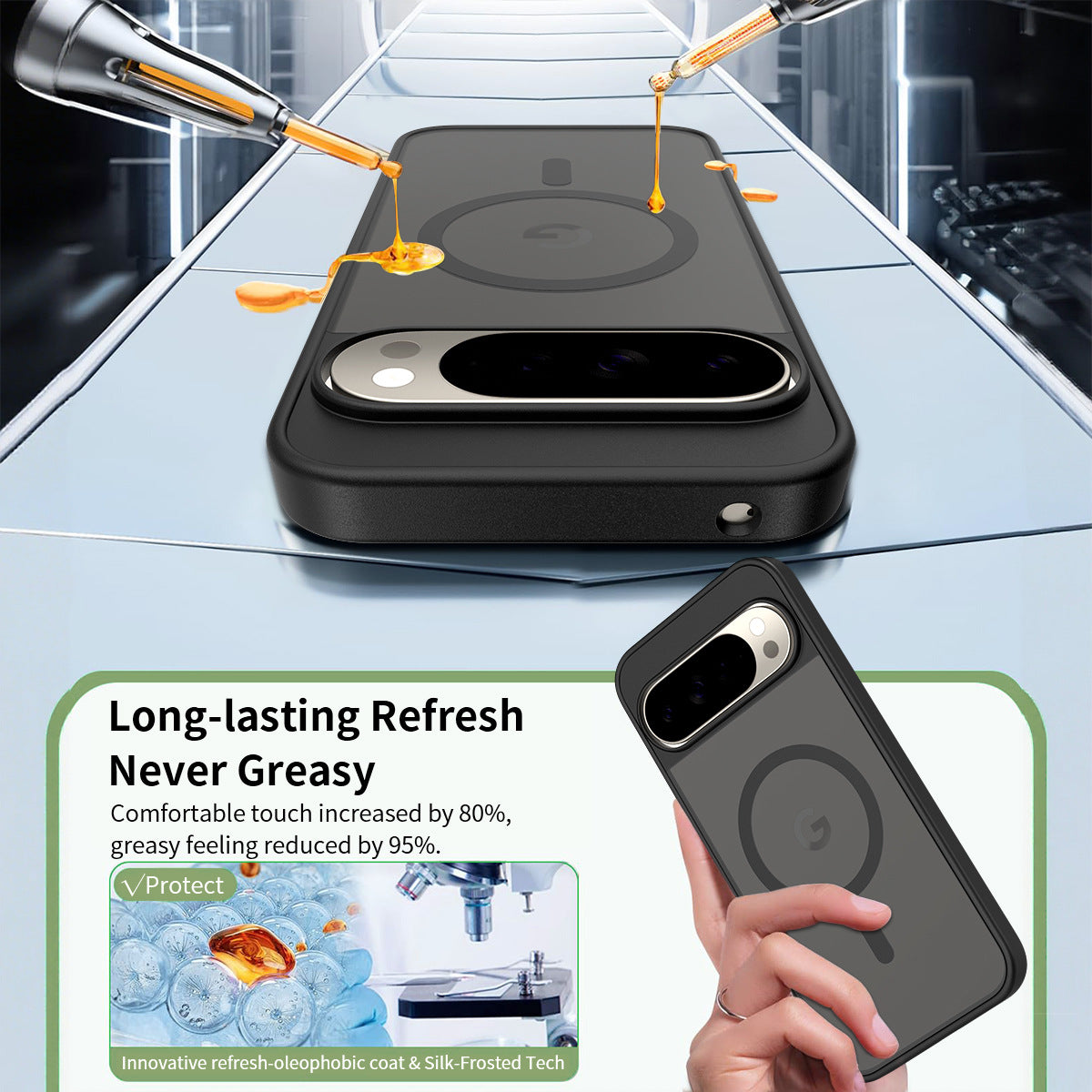 Magnetic Frosted Translucent Case Compatible with Google Pixel, Thickened Shockproof TPU Anti-Fall Protective Cover
