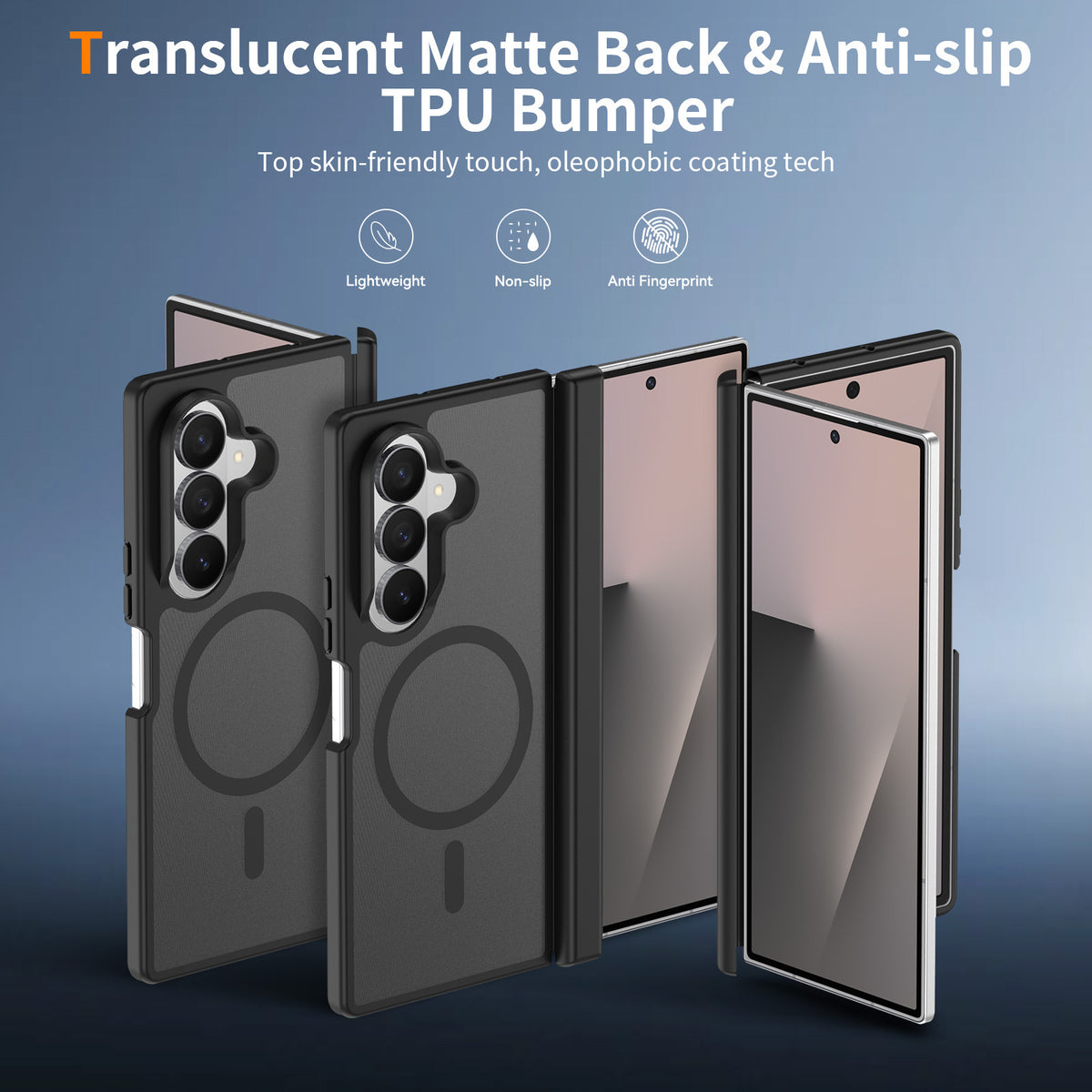 Magnetic Matte Phone Case for Samsung Galaxy Z Fold 8 / Z Fold 7, TPU Shockproof Protective Foldable Cover with Hinge Protection