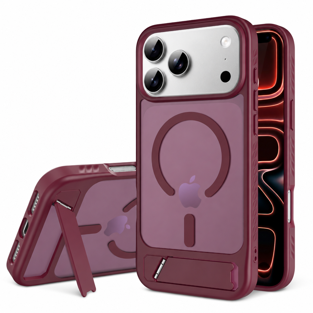 Sanfeng Magnetic Silicone Protective Case with Built-In Invisible Stand, Frosted Anti-Fingerprint Anti-Drop Phone Cover