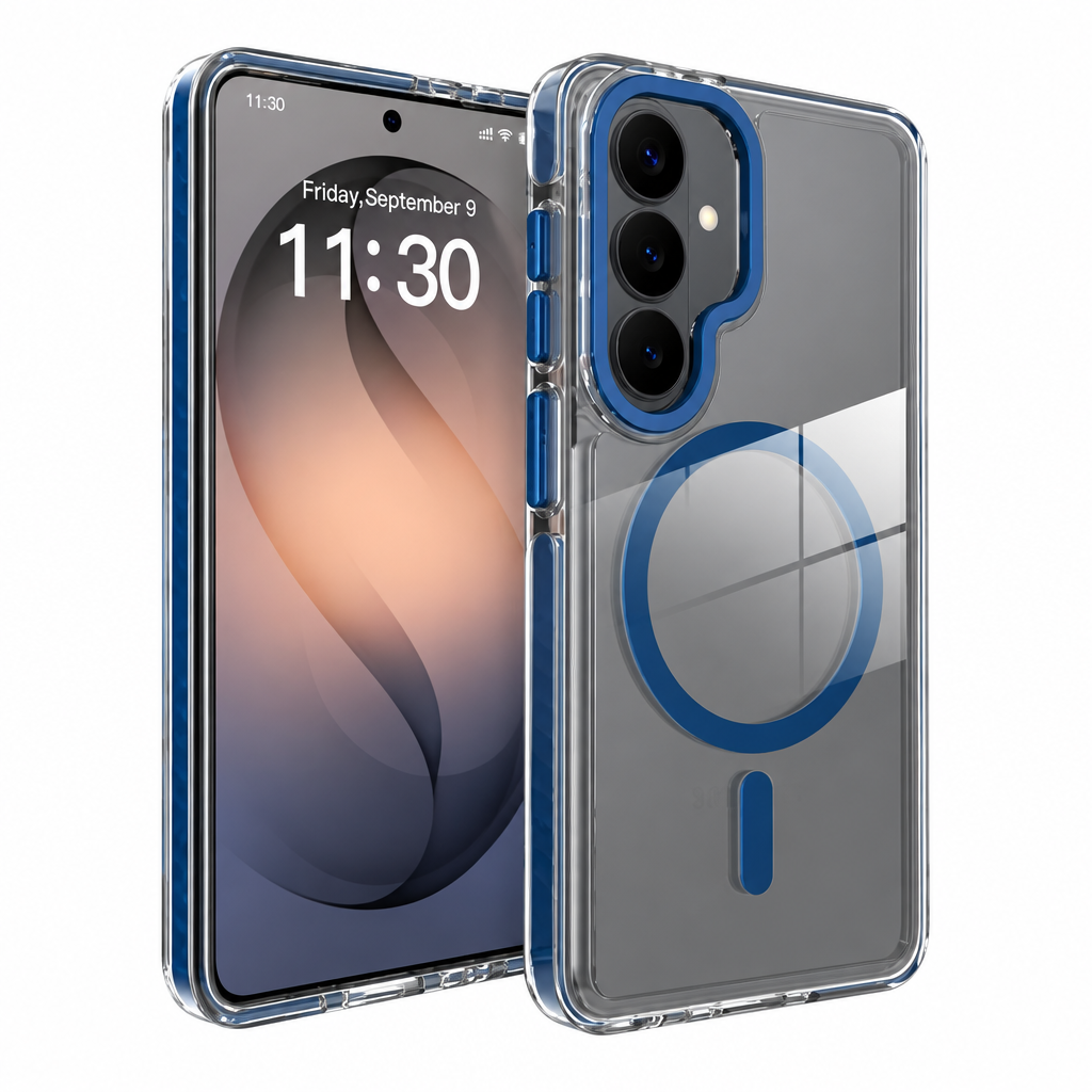Magnetic Clear Phone Case for Samsung S26 FE / S25 Ultra, Dual Color Shockproof TPU Protective Back Cover