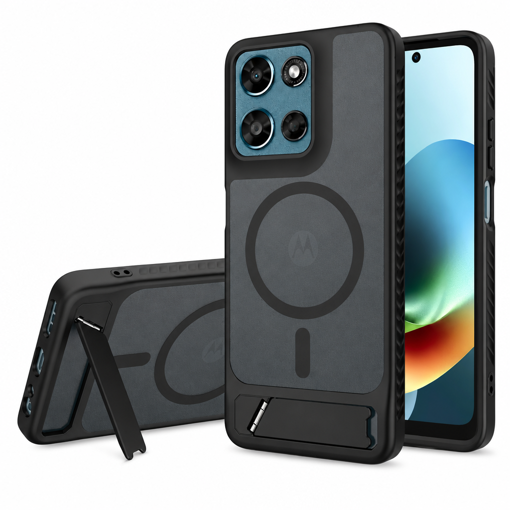 Magnetic 2-in-1 Phone Case with Kickstand for Motorola Moto Series, Anti-Slip Anti-Fingerprint Silicone Protective Cover