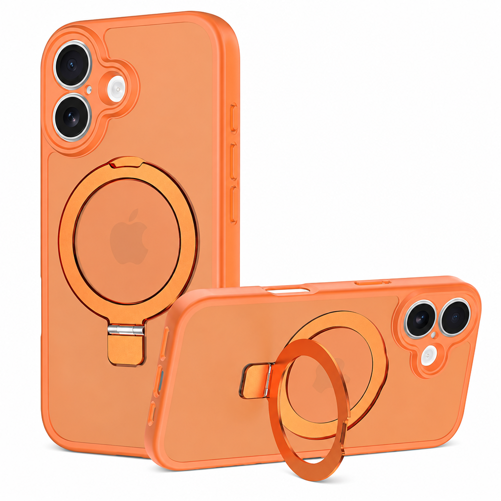 Magnetic Skin-Feel TPU Phone Case with Built-in Kickstand and Airbag Holder, Anti-Fingerprint Protective Cover Compatible with iPhone 17 Air