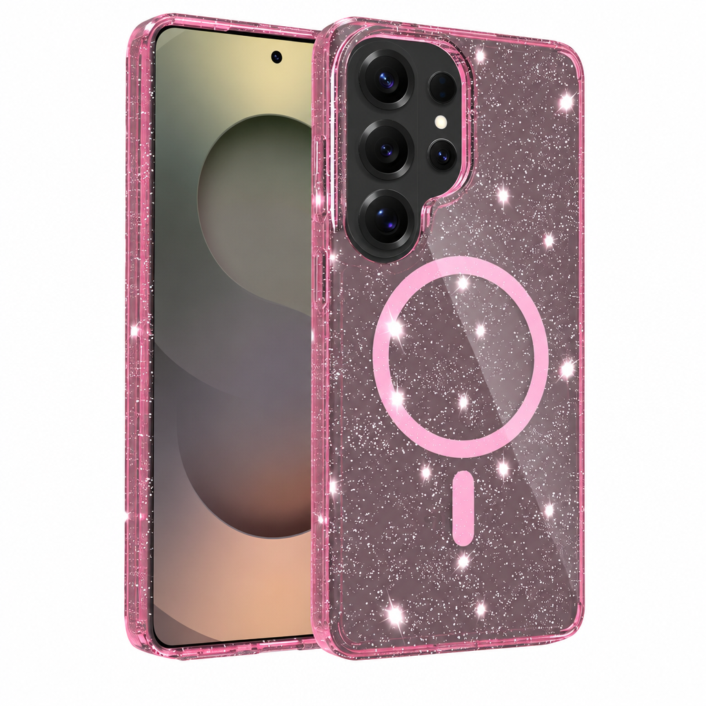 Clear Magnetic Shockproof TPU Case for Samsung Galaxy S24 Ultra S25 S24 FE Plus, Transparent Anti-Fall Protective Phone Cover