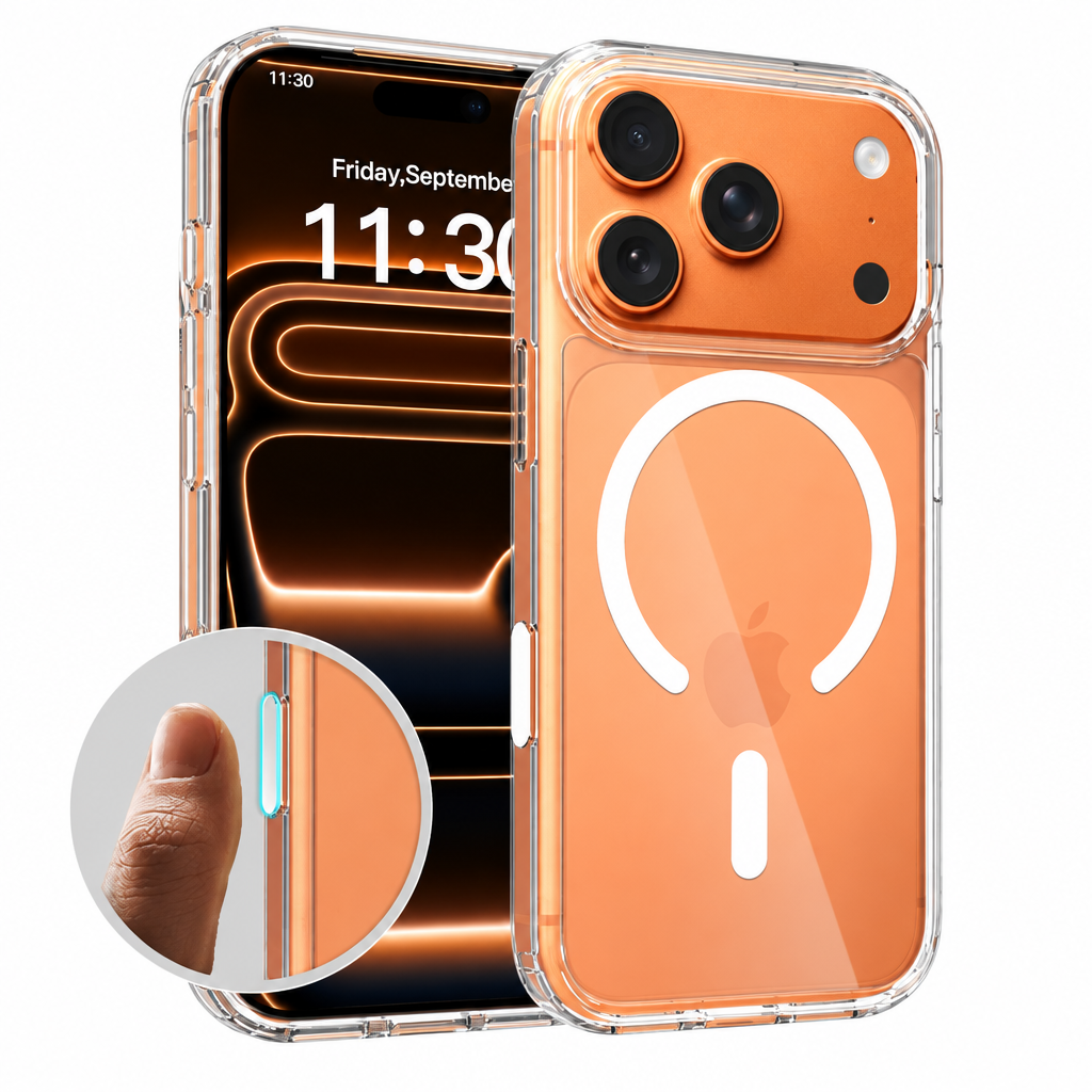 Clear Magnetic TPU Phone Case with Integrated Buttons, Scratch-Resistant Shockproof Protective Cover for iPhone