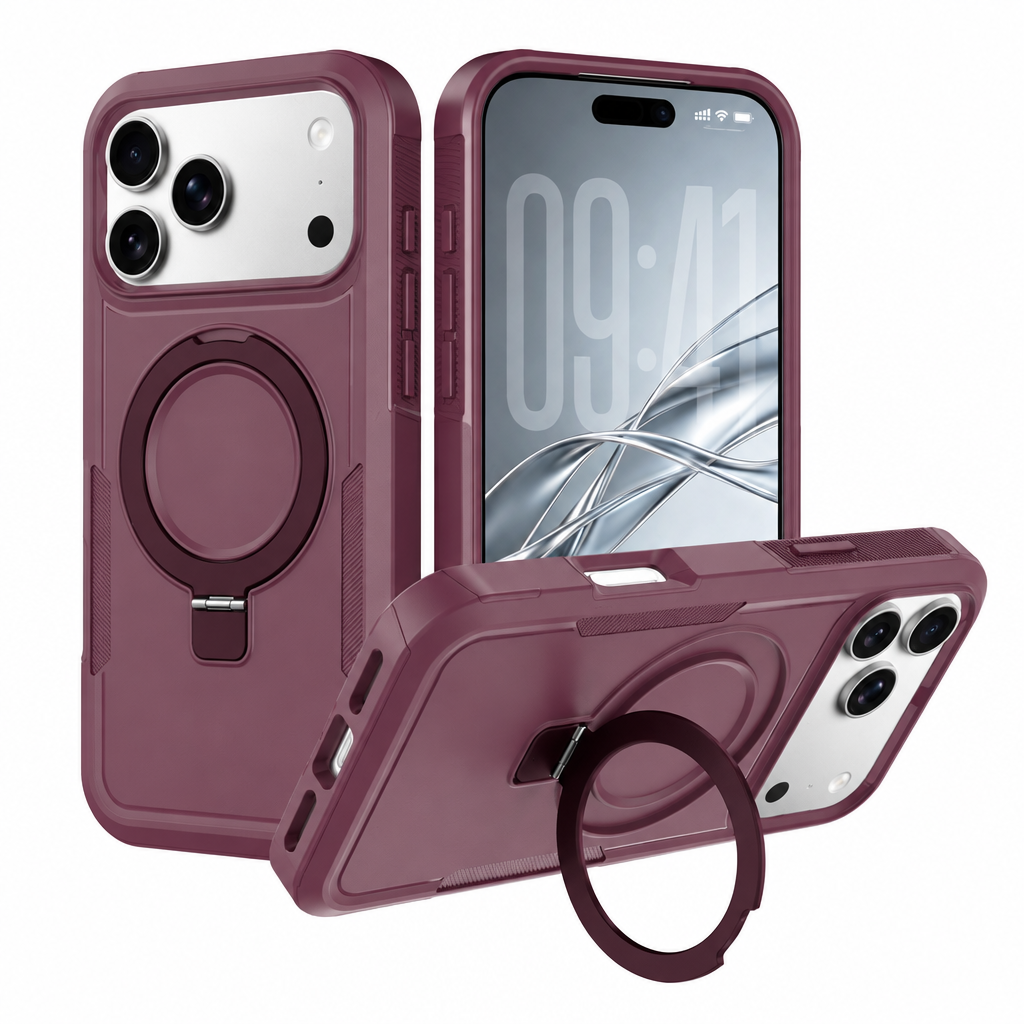 Magnetic Rotating Stand Case for iPhone 15 16 17 18 Pro Max, 2mm TPU Anti-Fall Protective Cover with Invisible Kickstand