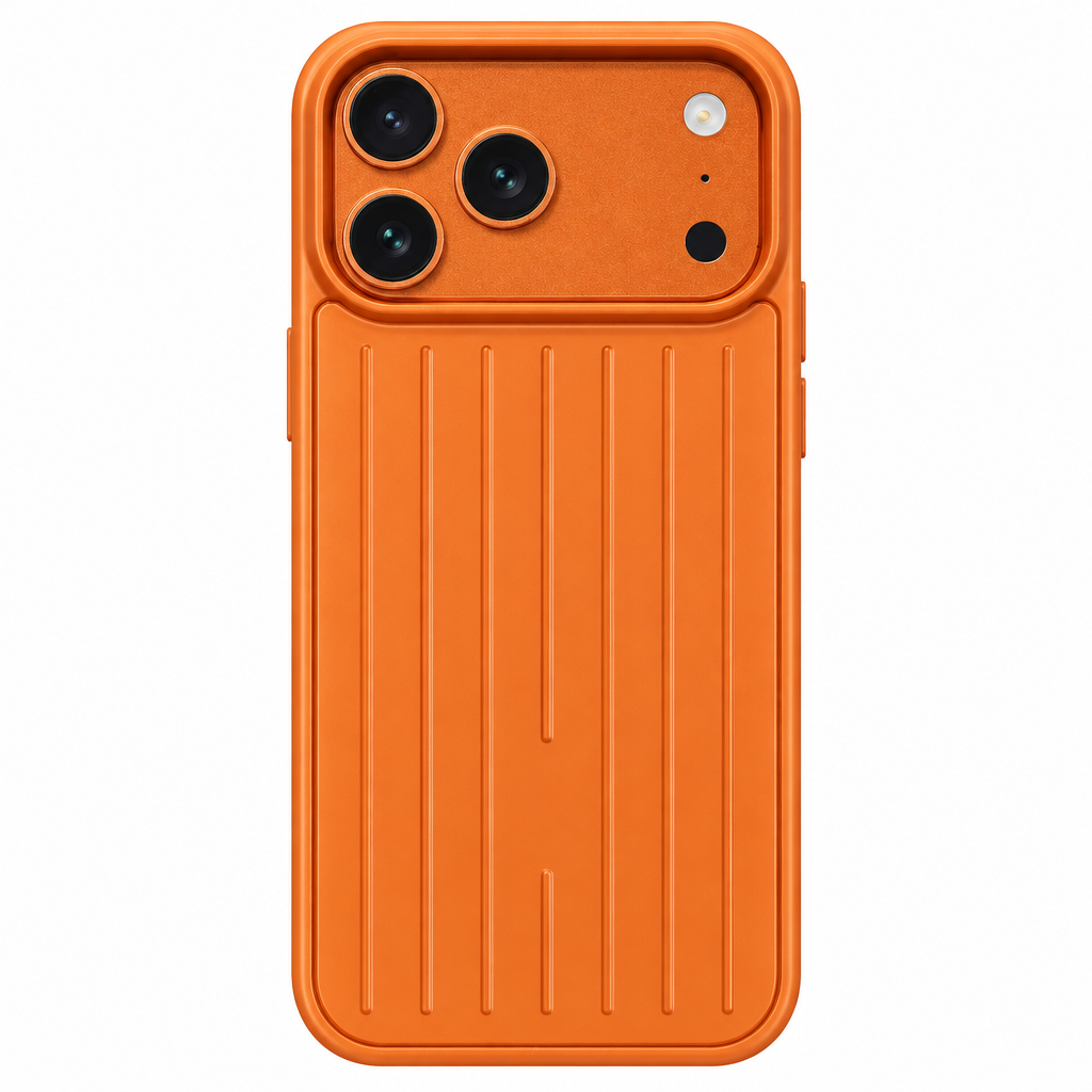 Metallic Stripe Suitcase Hard PC Case for iPhone 16 15 14 13 12 Pro Max Shockproof Anti-Drop Full Cover