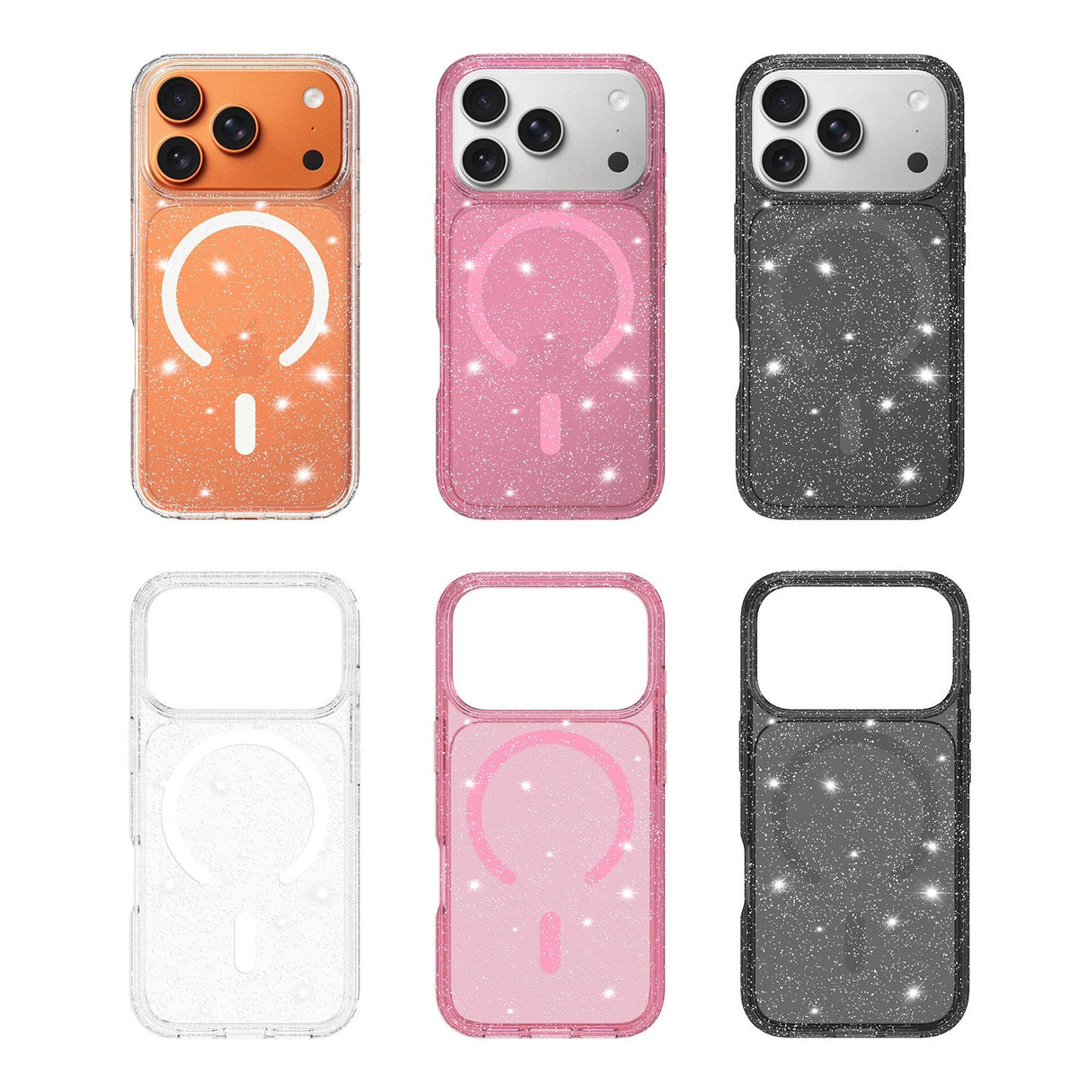 Glitter Translucent Phone Case for iPhone 16/17, Shockproof Protective Cover (Ac