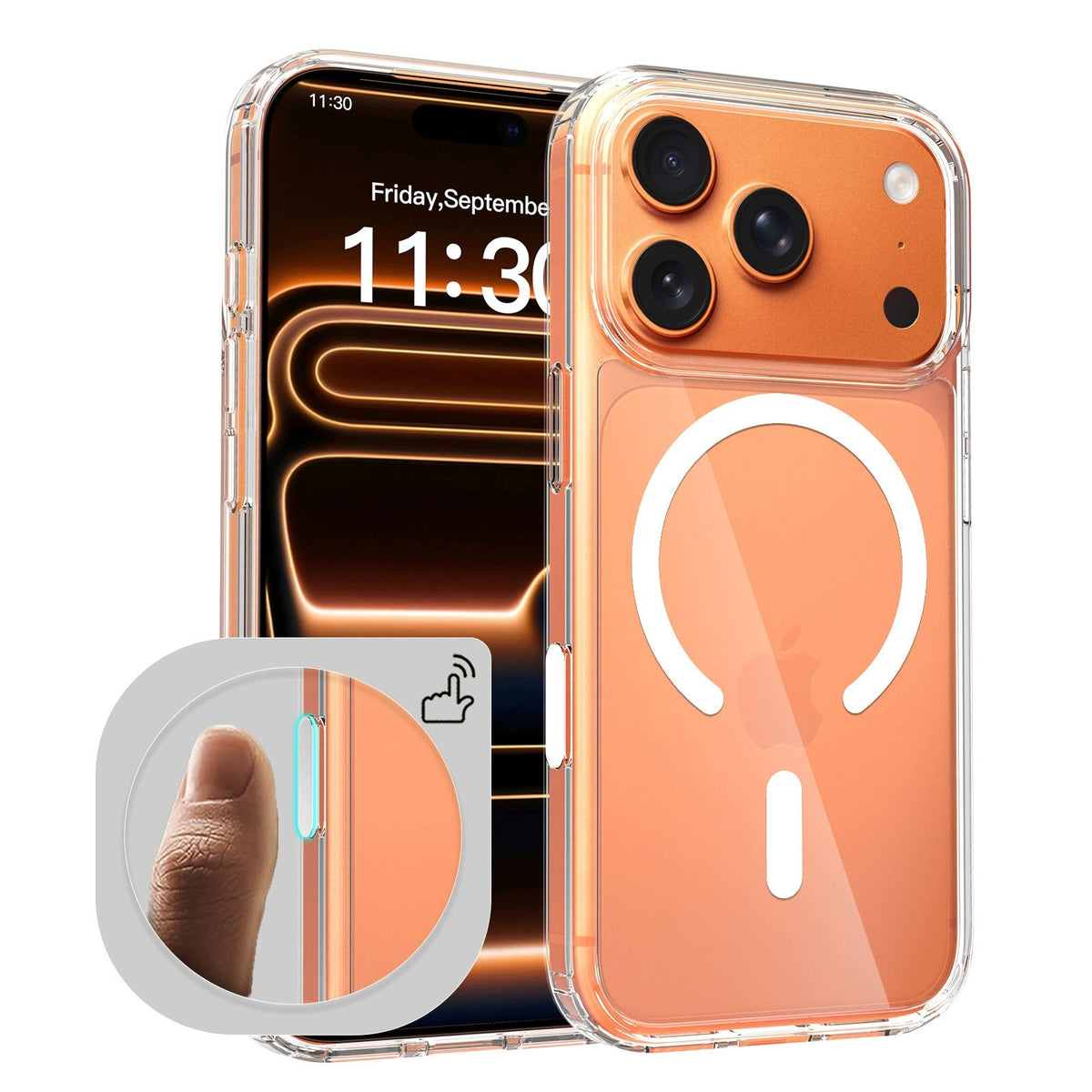 Cross-border Transparent Magnetic Phone Case for iPhone, Full Coverage Shockproo