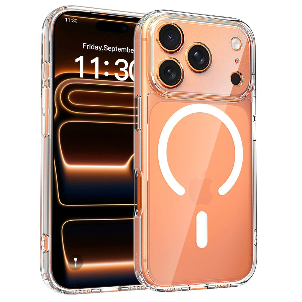 Cross-border Transparent Magnetic Phone Case for iPhone, Full Coverage Shockproo