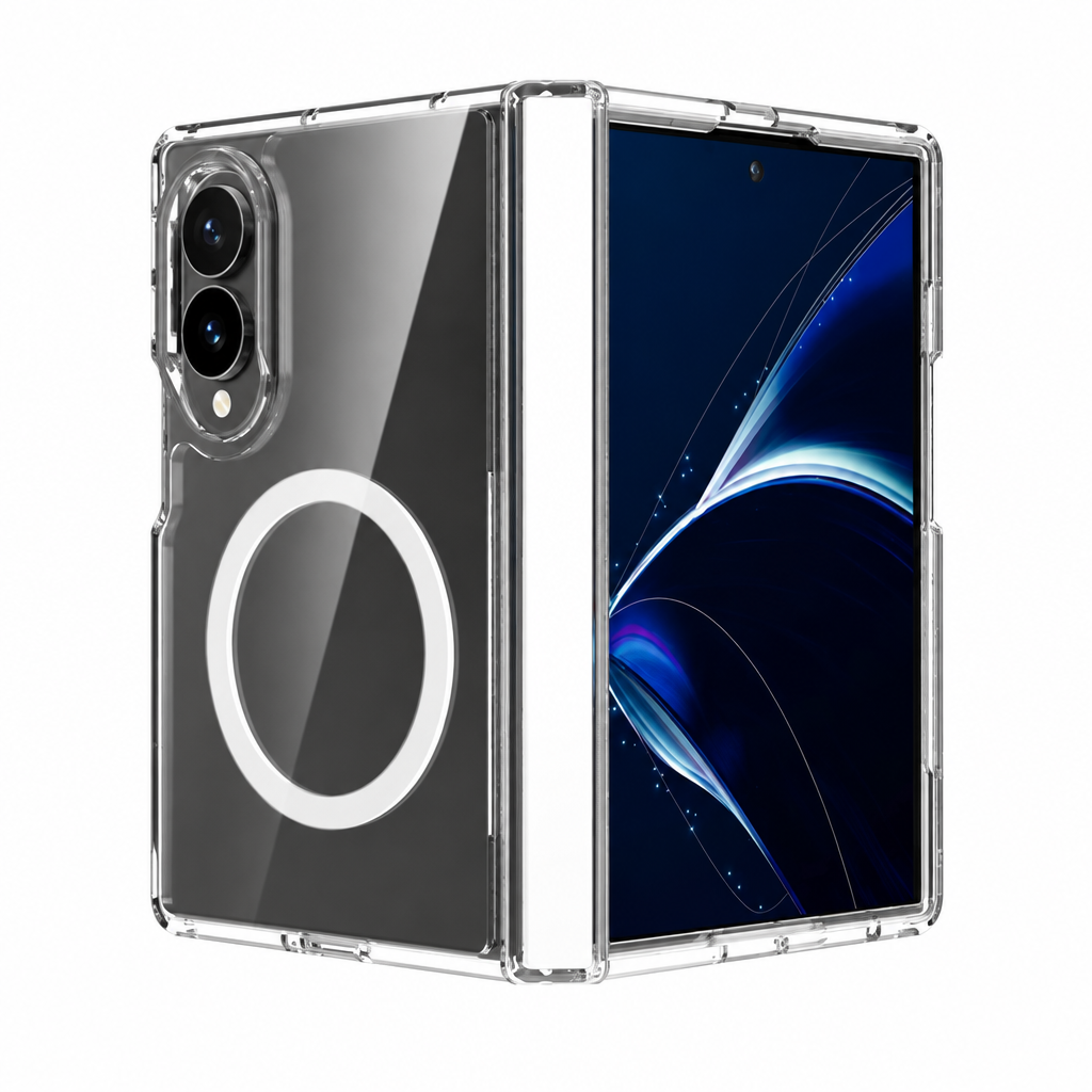 Clear Magnetic Folding Phone Case Compatible with Samsung Galaxy Z Fold Series - Shockproof TPU Anti-Drop Protective Cover
