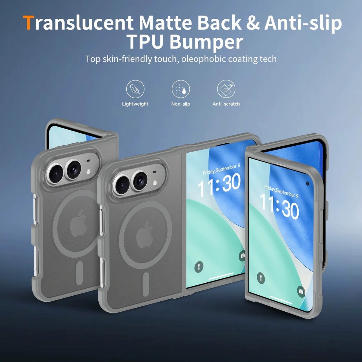 Cross-border Phone Case for iPhone 18 Fold, with Side Cover, Foldable Skin-feel 