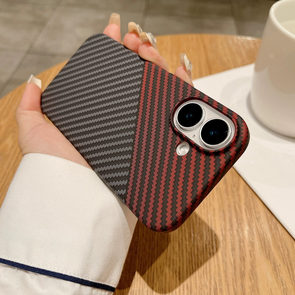 Carbon Fiber Texture Phone Case for iPhone, MagSafe Hard PC Case Ultra-thin Anti