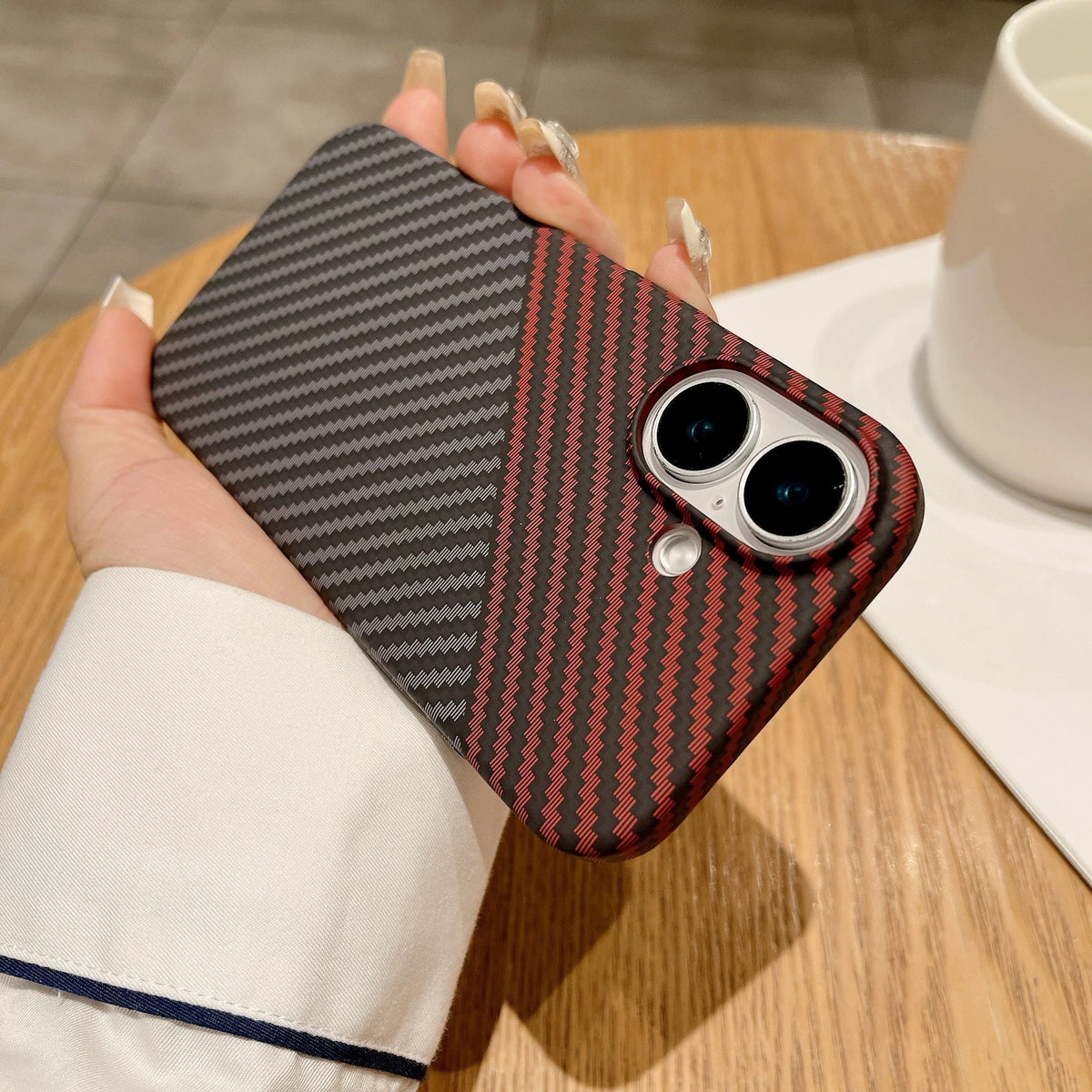 Carbon Fiber Texture Phone Case for iPhone, MagSafe Hard PC Case Ultra-thin Anti