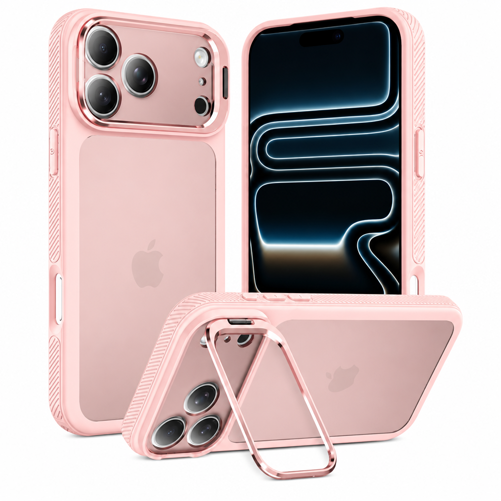 Matte TPU Phone Case with Camera Kickstand and Lanyard Hole for iPhone 16 Pro / iPhone 17 Air