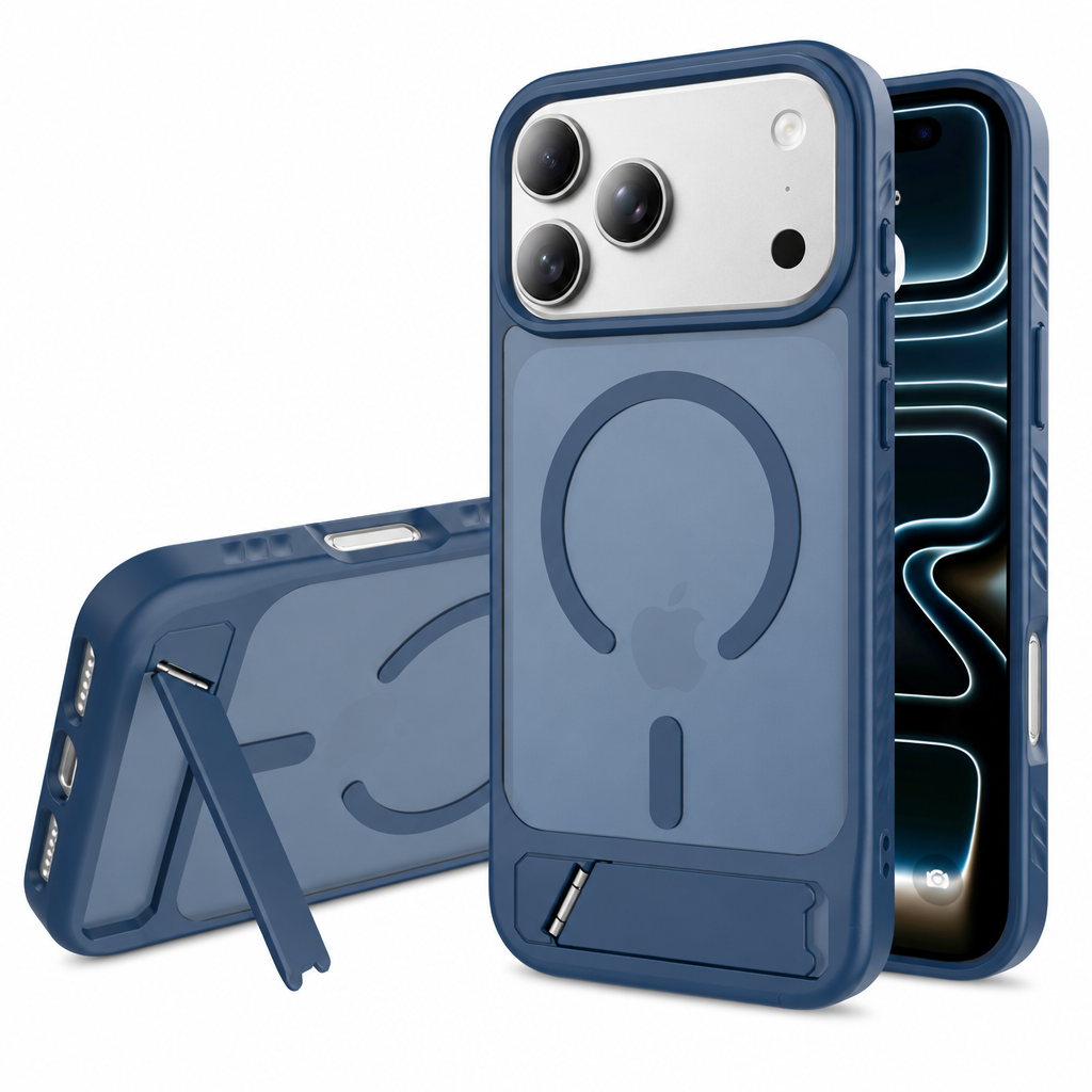 Sanfeng Magnetic Kickstand Phone Case for iPhone 17 Air, Frosted TPU Anti-Fingerprint Shockproof Airbag Cover with Invisible Bracket