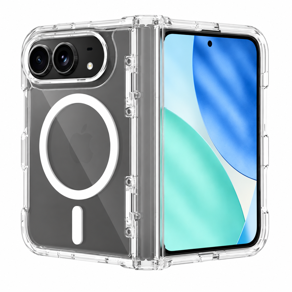 Transparent Magnetic Case with Side Cover for iPhone 18 Pro, 2mm Anti-Fall TPU Integrated Protective Phone Cover
