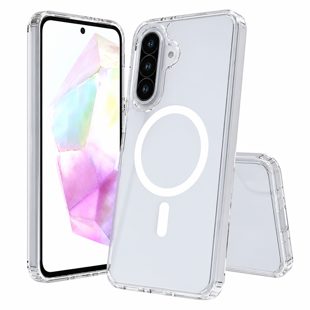 Magnetic Clear Phone Case for Samsung Galaxy S25 S24 S22 Ultra Plus A56 A36 A16, Anti-Scratch Shockproof Acrylic TPU Hybrid Protective Cover