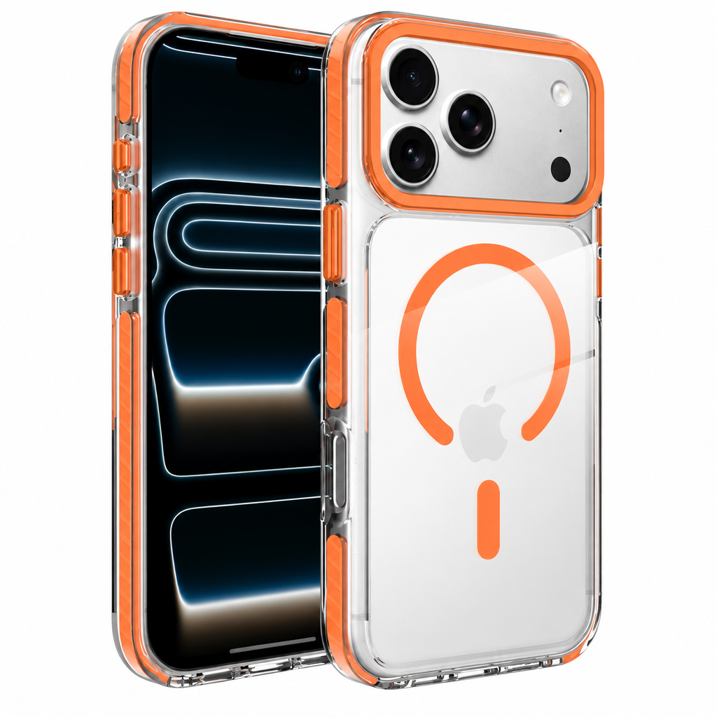 Sanfeng Magnetic Clear Phone Case, Two-Tone 2-in-1 Thickened Shockproof Acrylic Anti-Drop Protective Cover for iPhone