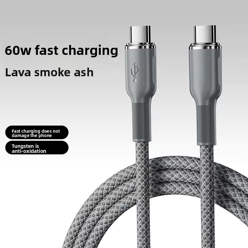 100W Fast Charging Type-C Braided Cable, PD Super Fast Charger Cord (1m / 1.5m / 2m) for Type-C Smartphones - Black