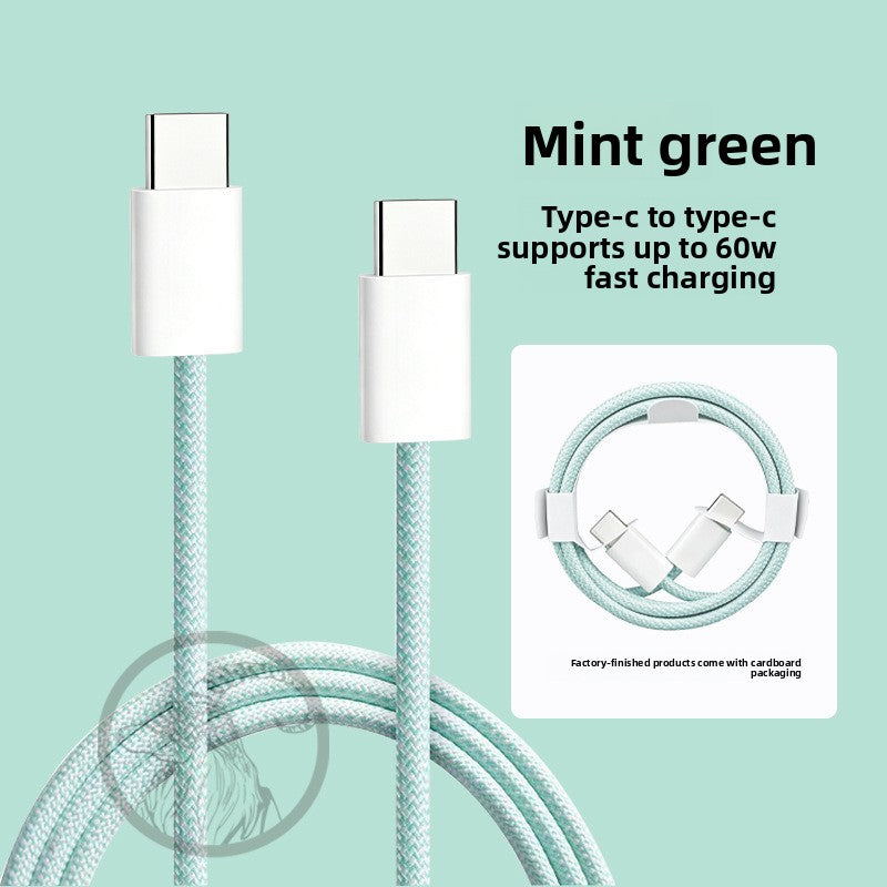 TOLIF Macaron Nylon Braided Fast Charging Cable, Up to 60W PD USB-C to USB-C / Lightning Cable