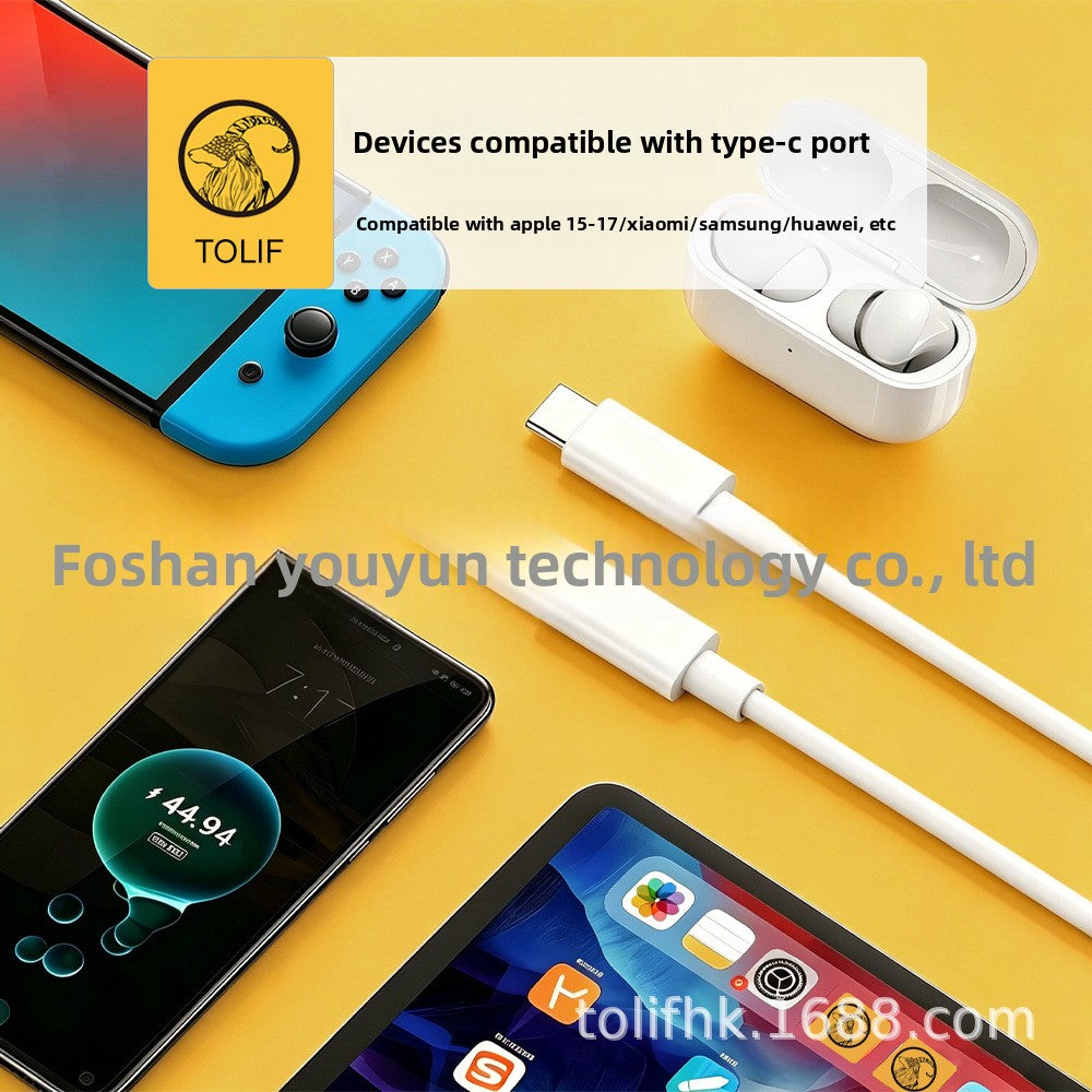 TOLIF 60W USB-C to USB-C & 20W Type-C to Lightning Fast Charging Cable, White Eco-Friendly TPE Data Cord (1m / 2m)