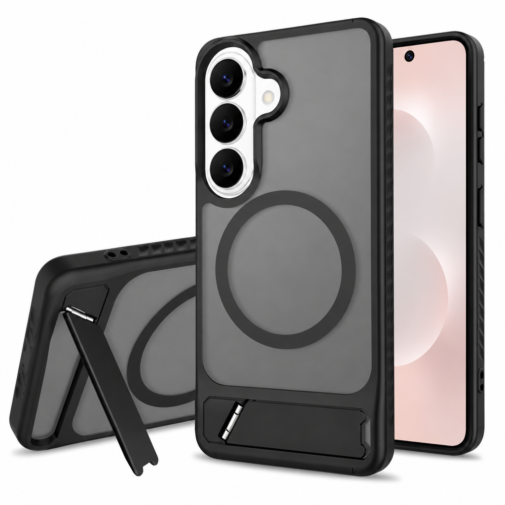 Sanfeng Magnetic Phone Case with Invisible Kickstand for Samsung Galaxy S23 S24 S25 S26 Ultra Plus, Frosted Skin-Feel Anti-Fingerprint TPU Protective Cover