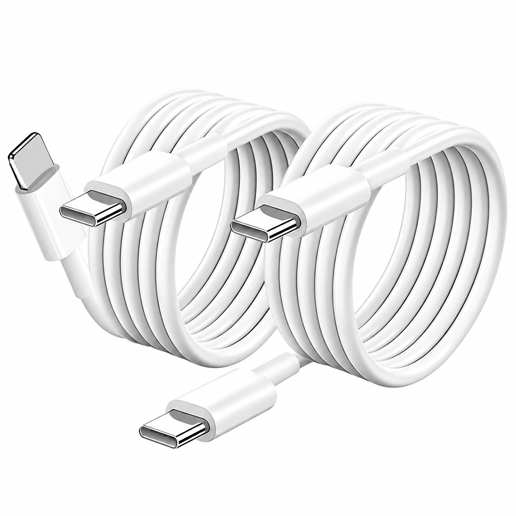 TOLIF 60W USB-C to USB-C & 20W Type-C to Lightning Fast Charging Cable, White Eco-Friendly TPE Data Cord (1m / 2m)